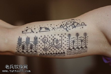经典大气的点刺纹身图案