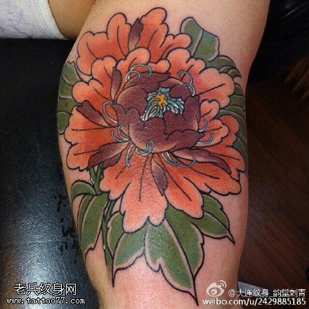 经典大气的牡丹花纹身图案