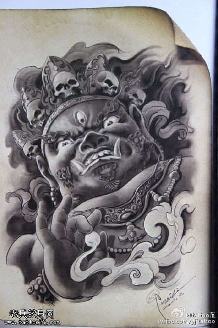 一幅恶神手稿纹身图案