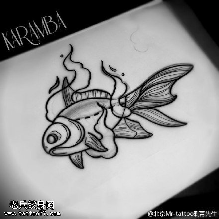 经典鲤鱼手稿纹身图案