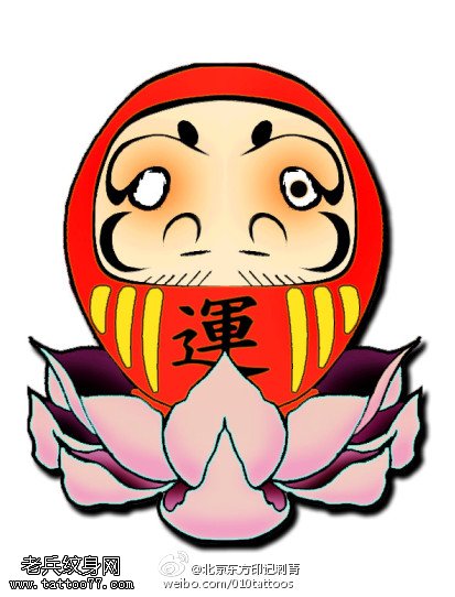 莲花好运达摩蛋纹身图案