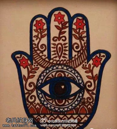 经典法蒂玛之手手稿纹身图案