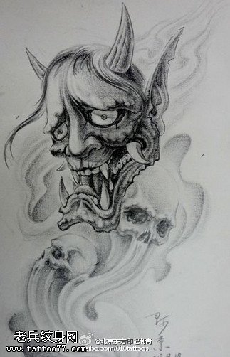 经典素描般若纹身图案