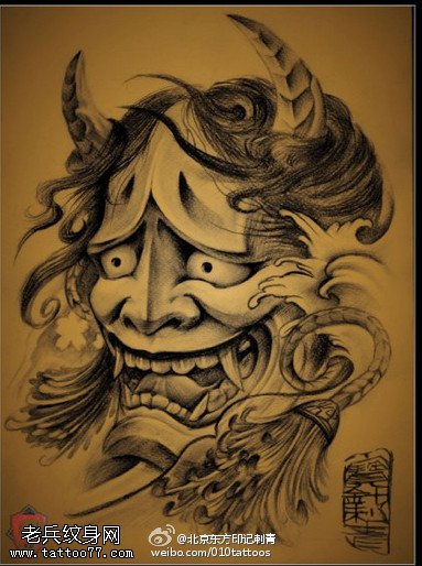 经典素描般若手稿纹身图案