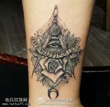 黑灰风格全视之眼纹身图案