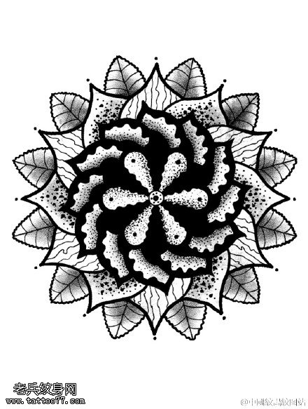 经典传统梵花手稿纹身图案