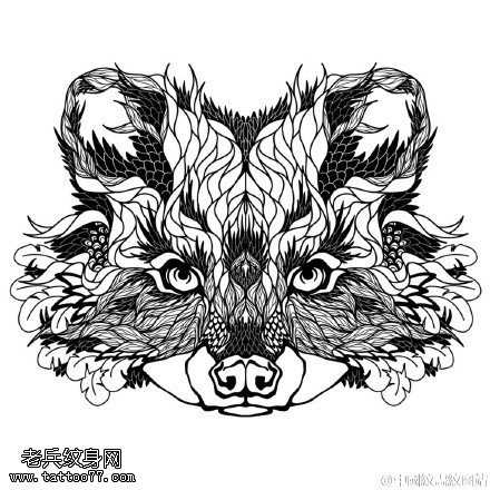 可爱的小老虎手稿纹身图案