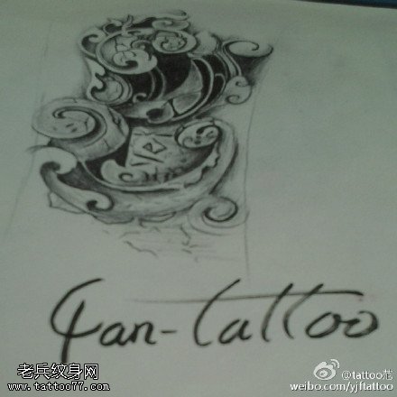 素描立体图形纹身图案