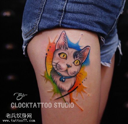 彩绘小猫咪纹身图案