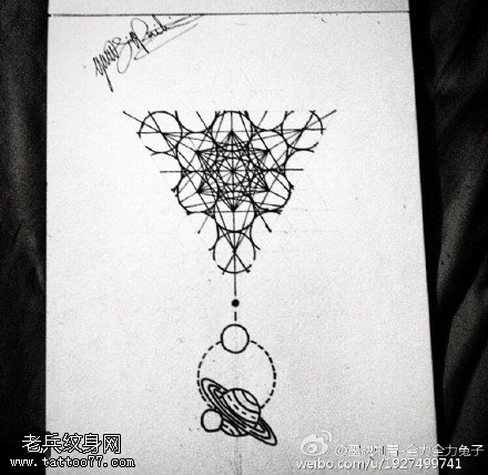 几何图形宇宙手稿纹身图案