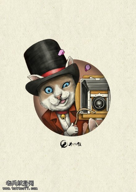 可爱的猫咪先生纹身图案
