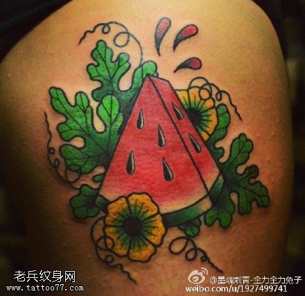 精美彩绘西瓜纹身图案