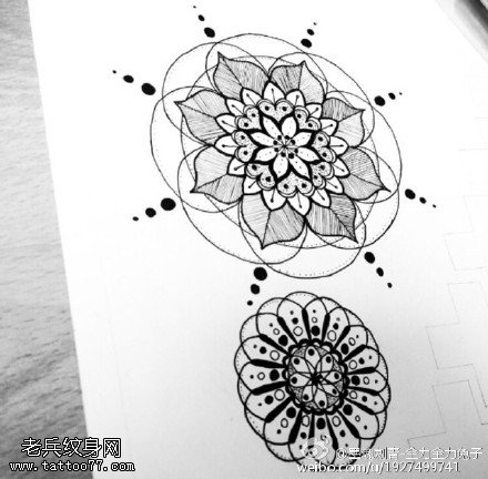 经典传统手绘梵花纹身图案