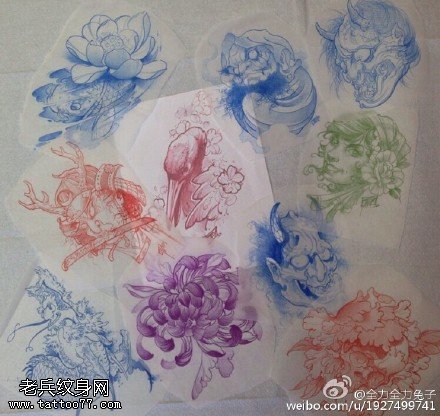 各种手绘花卉纹身图案