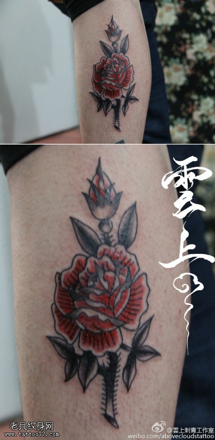 经典月季花纹身图案