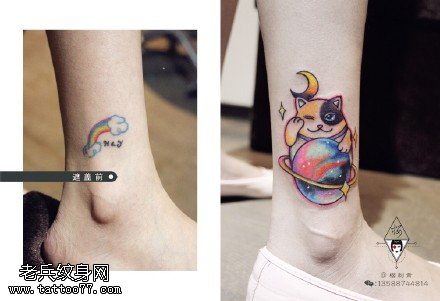 遮盖旧纹身猫咪星球纹身图案