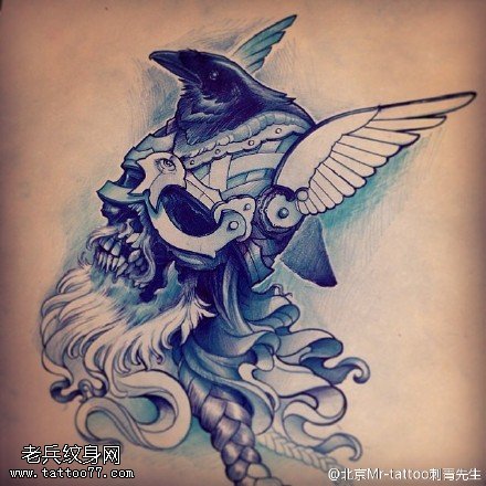 经典抽象乌鸦图腾纹身图案