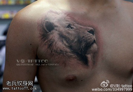 肩膀上经典的狮子纹身图案