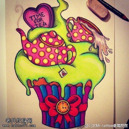 精美彩绘冰激凌纹身图案