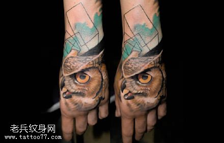 精美3D猫头鹰纹身图案