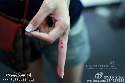 手指上方块Q纹身图案