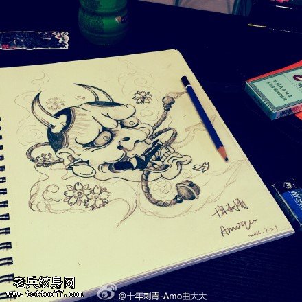 经典手绘般若纹身图案