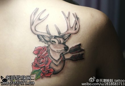 被射中的羚羊纹身图案