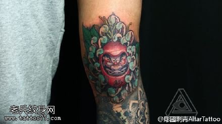 经典彩绘达摩纹身图案