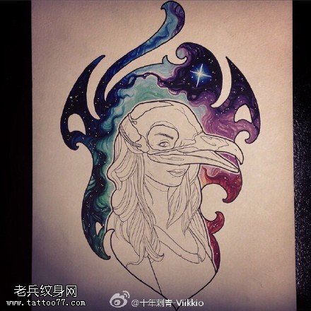 手稿星云女侠纹身图案