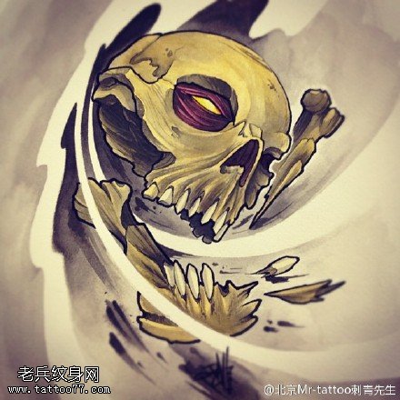 吉祥寓意的骷髅纹身图案