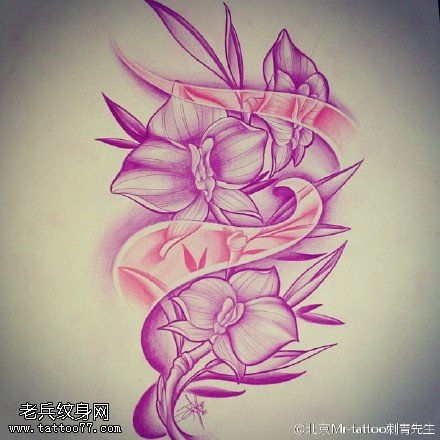 手稿花卉纹身图案