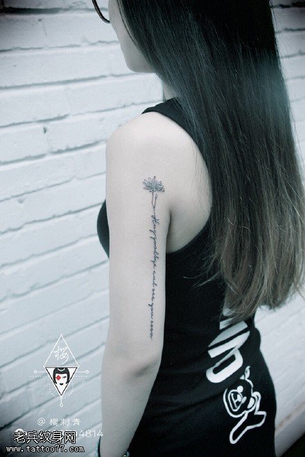 精美英文菊花纹身图案