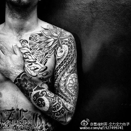 经典霸气梵花图腾纹身图案