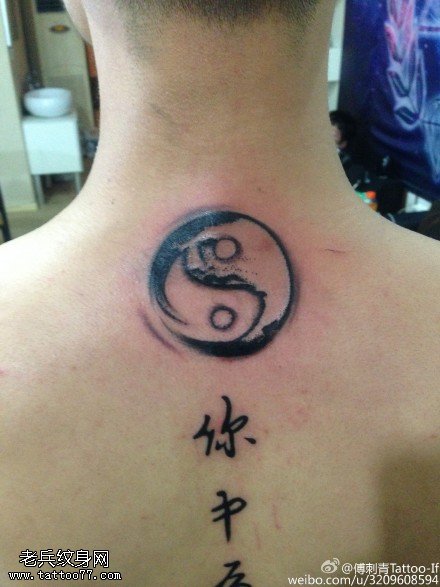 背部八卦汉字纹身图案