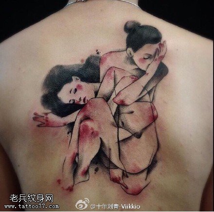 中国风水墨美女纹身图案