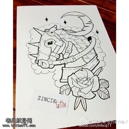 手稿独角兽纹身图案