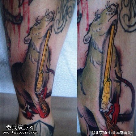 彩绘海狮纹身图案