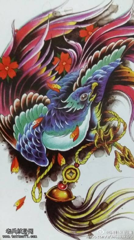 手稿漂亮的凤凰纹身图案