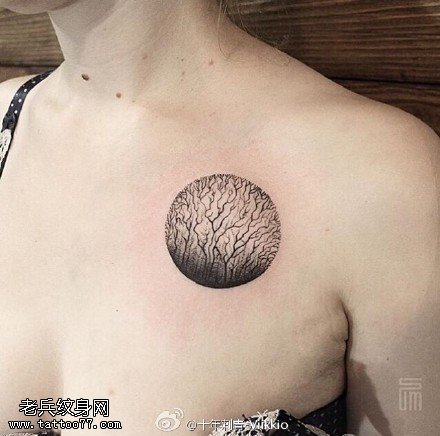 点刺想象树木纹身图案