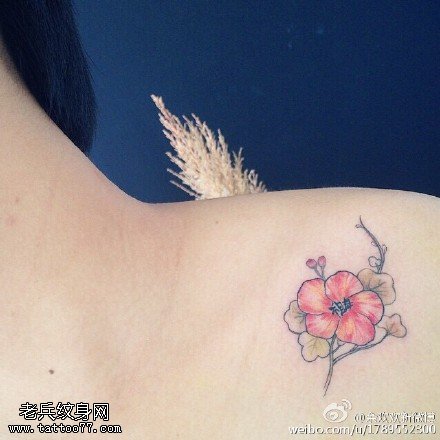 肩膀清新的花卉纹身图案