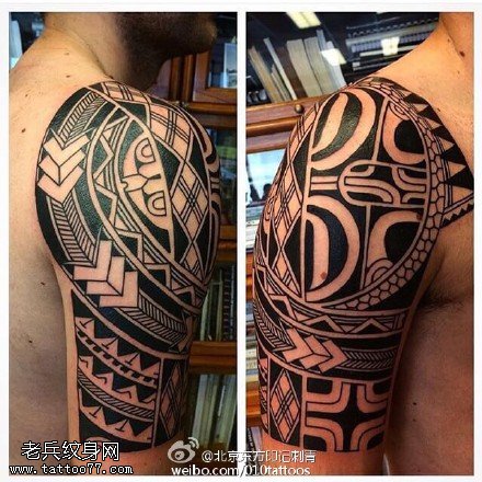 肩膀传统图腾纹身图案