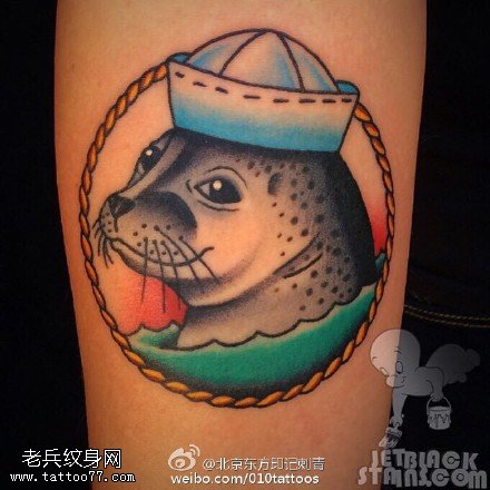 彩绘小海狮纹身图案