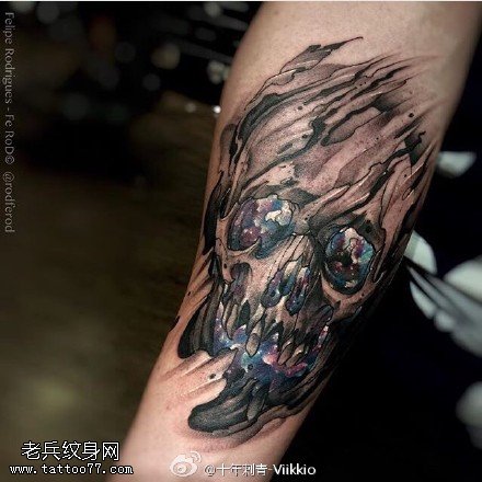 水墨骷髅纹身图案