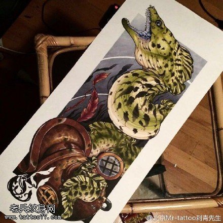 手稿蛇纹身图案