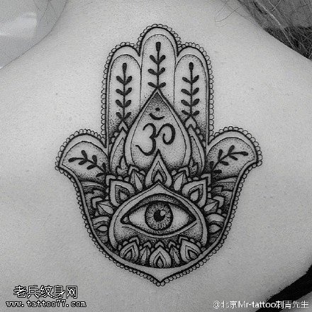 手稿梵花佛手纹身图案