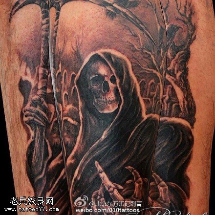 肩膀地狱的死神纹身图案