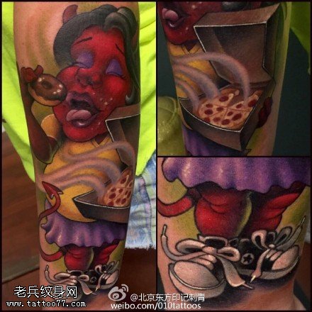 小腿的卡通人物纹身图案