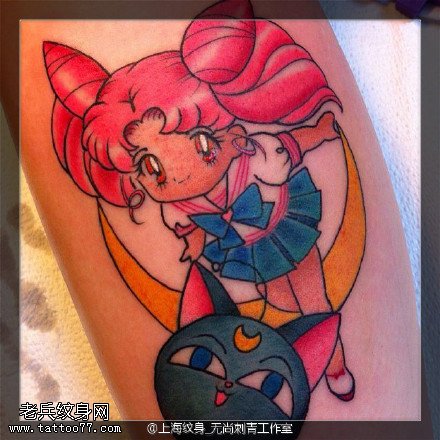 卡通的小女孩纹身图案