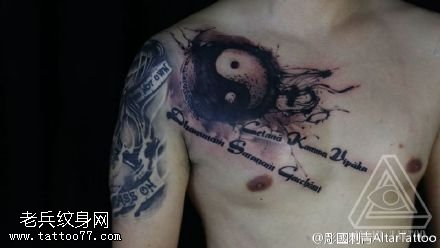肩膀的八卦图纹身图案