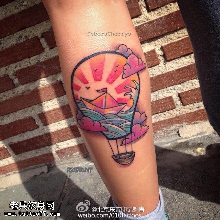 小腿上的灯泡纹身图案